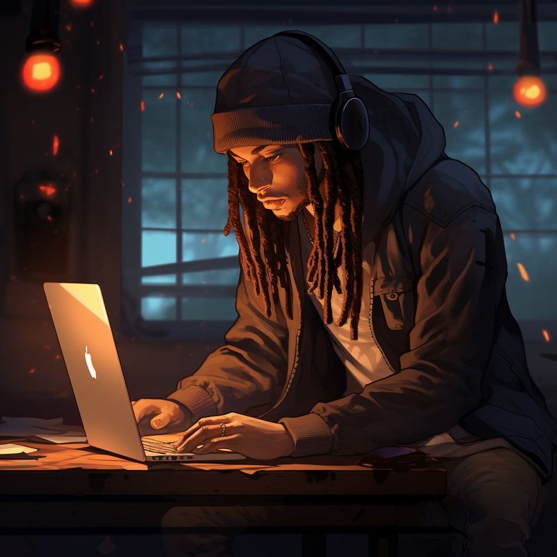 Person focused at a laptop in a warm, calm workspace